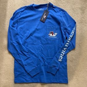 Vineyard Vines Blue Snowman Whale Long Sleeve Tee
